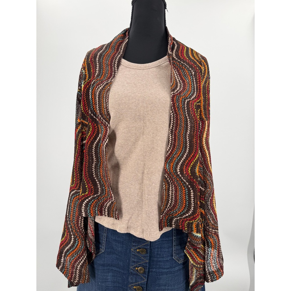 Michael Farrell Open Knit Boho Cardigan Sweater large Artsy Festival Lagenlook